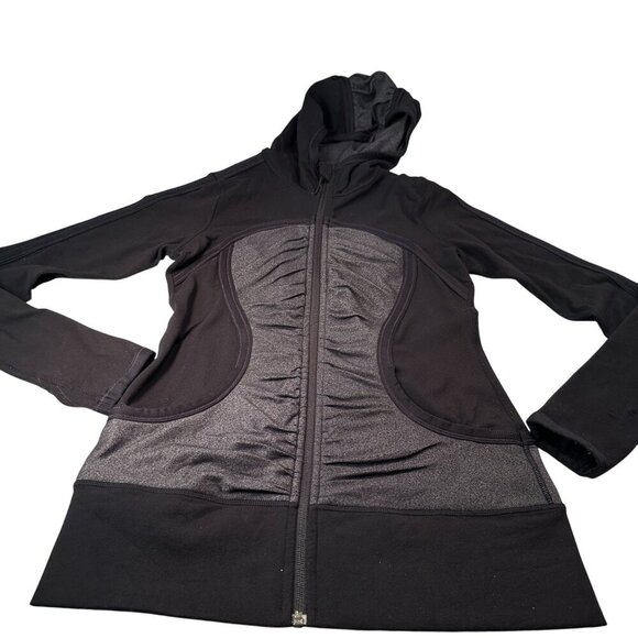 Lululemon Pure Balance Hooded Athletica Jacket Womens Ruched Full Zip Pockets - Picture 1 of 16